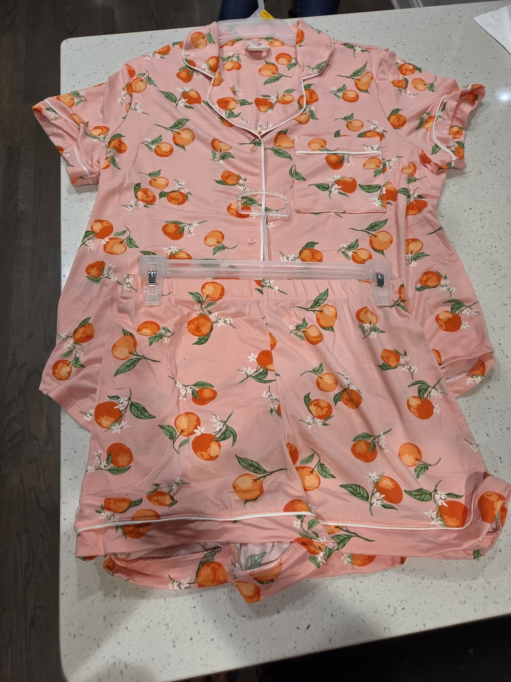 Secret Treasures Pink and Orange Fruit Print Short Pajama Set